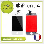 Ecran LCD coloris blanc sur chassis pour iPhone 4